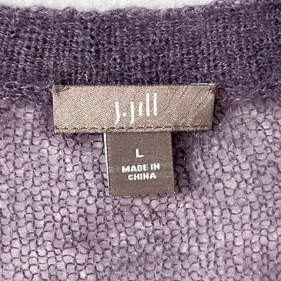 J Jill  Large Sweater Cardigan Mohair Nylon Wool Violet - Picture 9 of 12